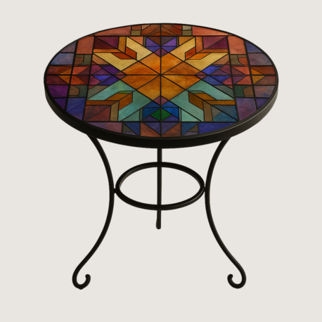 Gökkuşağı Geometrisi Vitray Sehpa