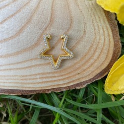 Yıldız Model Gold Zirkon Küpe