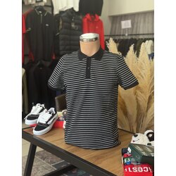 Zara Çizgili Siyah Polo Yaka Tişört