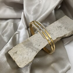 Gold Taşlı Kaburga Bilezik