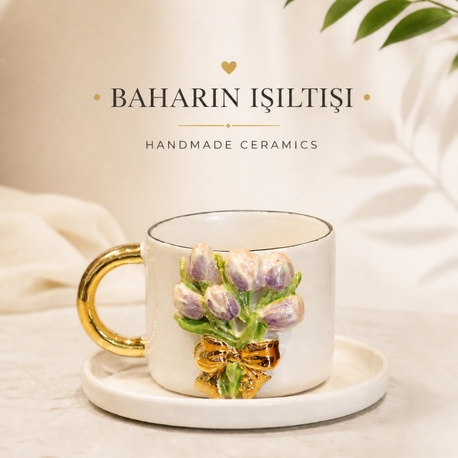 Voi ADA Ceramics Bahar Işıltısı Gold Detay Kupa