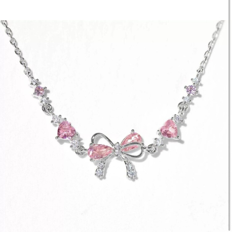 Pembe taşlı fiyonk bileklik