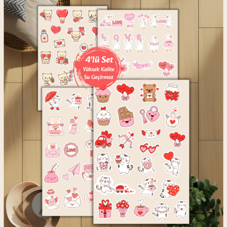 4'lü Sevgililer Günü Sticker D00018