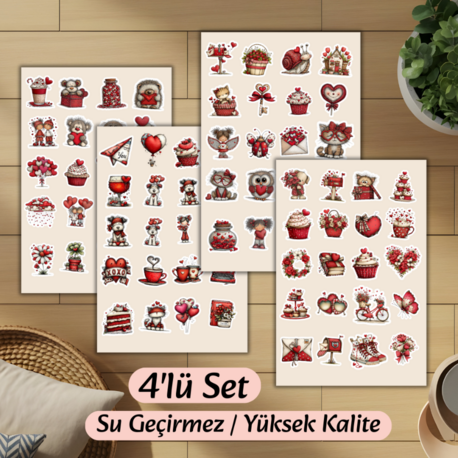 4'lü Sevgililer Günü Sticker D00006