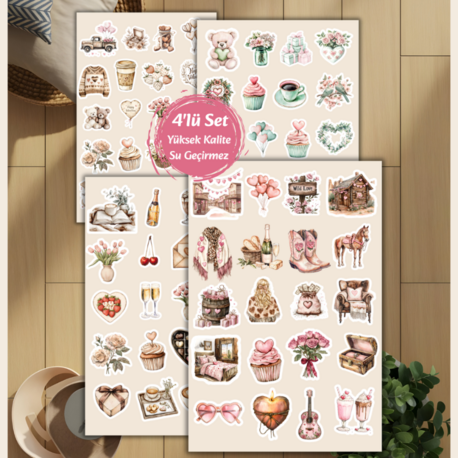 4'lü Sevgililer Günü Sticker D00020