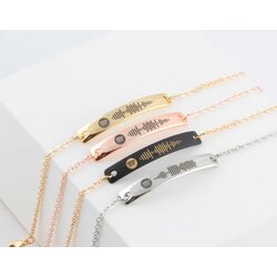 Yeni Yuvarlak Bileklik- 925 Ayar Gümüş, Rose, Gold Renkleri- Tarih ya da Spotify Kod Bilekliğinde 