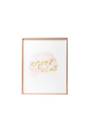 Pembe Metal Çerçeveli Cam Duvar Panosu Modern Luxury Salon Antre Ofis Dekoratif Duvar Tablosu