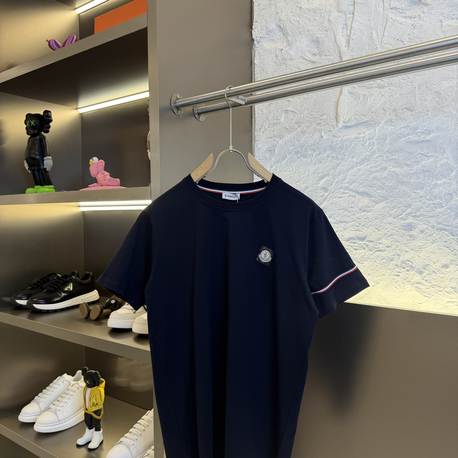 Moncler Logo Appliquéd %100 Cotton Tshirt Lacivert