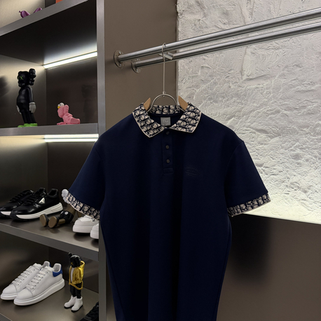 Christian Dior Logo Appliquéd %100 Cotton Polo Tshirt Lacivert