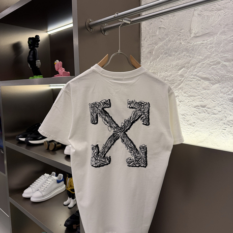Off White Logo Appliquéd %100 Cotton Tshirt