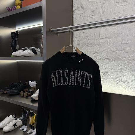 Allsaints %100 Pamuk Cashmere Triko Kazak (Siyah)