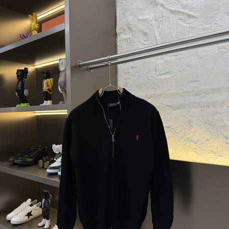 Ralph Lauren İthal Full Zip Örme Triko Hırka (Siyah)