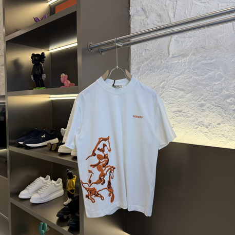 Hermès Paris Logo Appliquéd %100 Cotton Tshirt