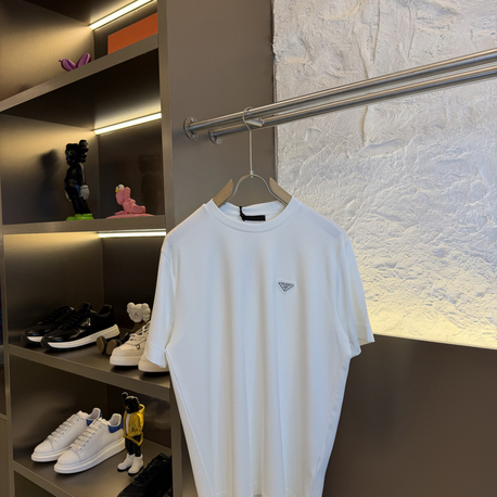 Prada Milano Logo Appliquéd %100 Cotton Tshirt