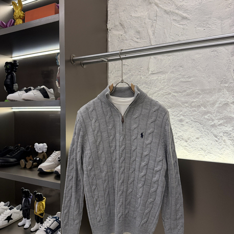 Ralph Lauren %100 Pamuk Örme Half Zip Triko (Gri)