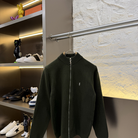 Yves Saint Laurent İthal Full Zip Kaşmir Hırka (Haki)