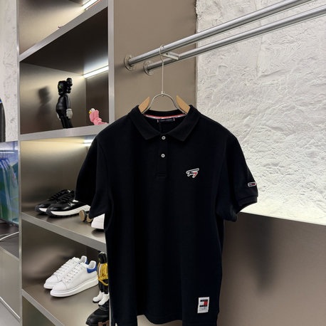 Tommy H. Logo Appliquéd %100 Cotton Polo Tshirt