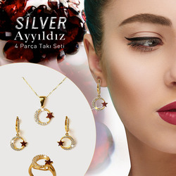 Ay yıldız silver takı seti
