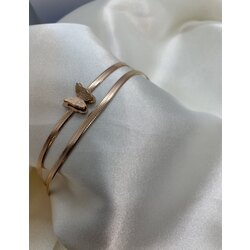 S.Steel - Çelik , Kelebek Detaylı İtalyan Zincir Model , Rose Bileklik