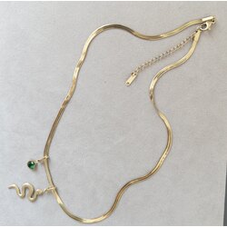 S.Steel - Çelik , Yılan Model , Gold İtalyan Zincir Kolye