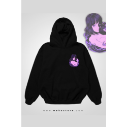Oversize Baskılı Kapüşonlu Sweatshirt