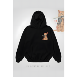 Oversize Baskılı Kapüşonlu Sweatshirt