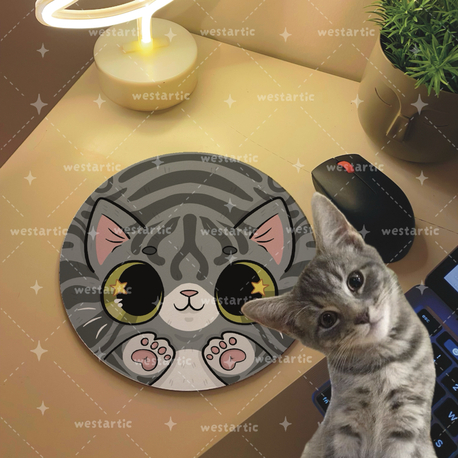 westcats Gray Tabby Gri Tekir Kedi Tasarım Mousepad Mouse Pad Altlığı 