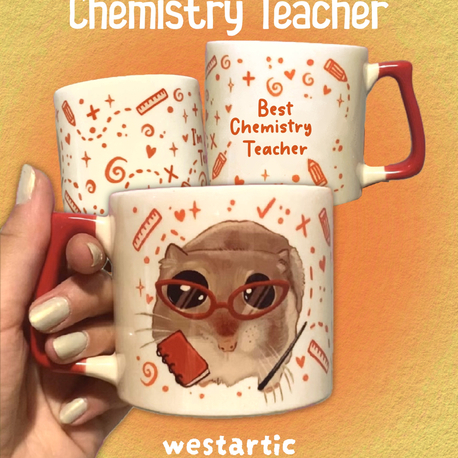 Sad Üzgün Hamster - Meslek: Kimya Öğretmeni Chemistry Teacher Kupa Bardak Fincan