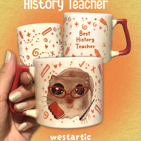 Sad Üzgün Hamster - Meslek: Tarih Öğretmeni History Teacher Kupa Bardak Fincan