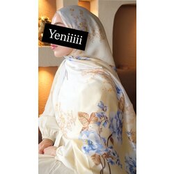 Çiçek Desen Vual İpek Sarı