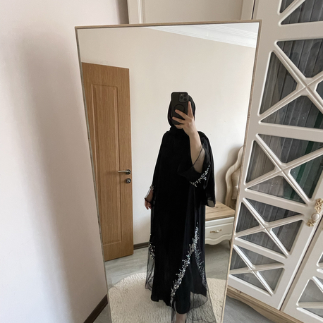 Tül detaylı abaya