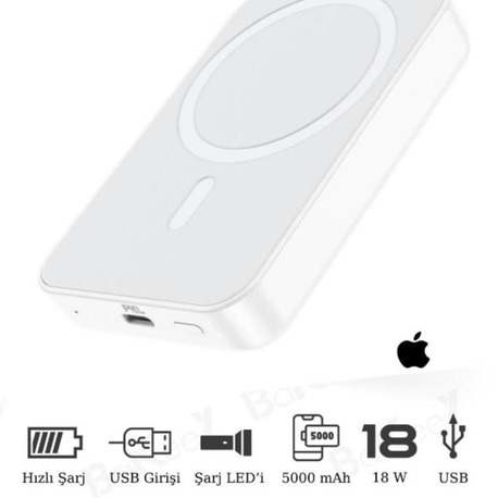 5.000 Mah Magsafe Powerbank Iphone Uyumlu Kablosuz Taşınabilir Magsafe Şarj Alet  500 TL