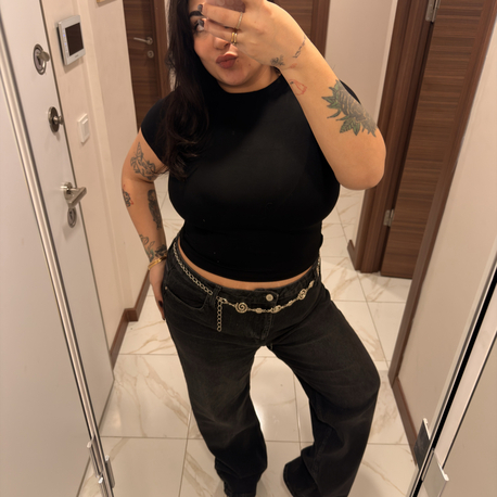 SİYAH BASİC KISA KOL BODY 