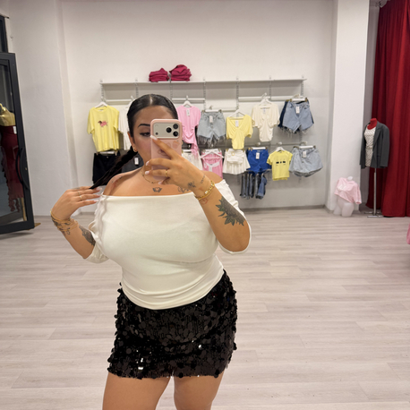 CHERRY GLİTTER SİYAH ETEK 