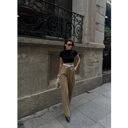 Bel Detaylı Düz Kesim Pantolon ✨