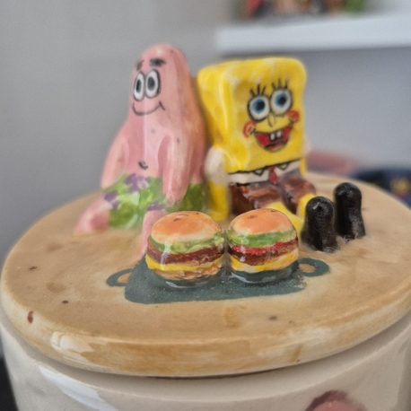 Süngerbob Patrick Seramik El Yapımı Kavanoz