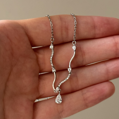 Damla taşlı kolye / xuping (silver)