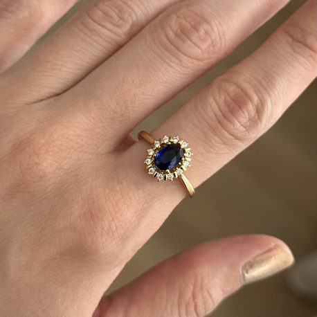 Lacivert taşlı vintage yüzük / xuping (14kgoldrenk)