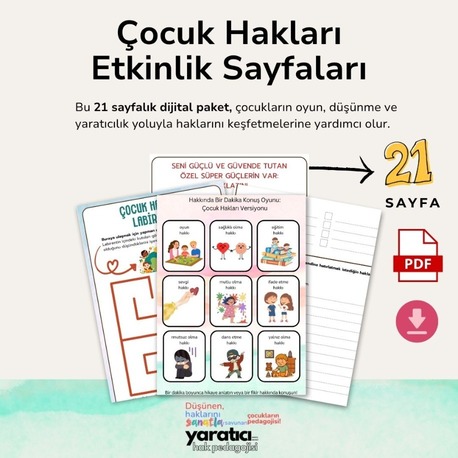 Çocuk Hakları Dijital Etkinlik Seti 21 Sayfa PDF 