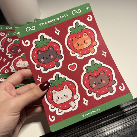 Strawberry Cats Sticker Sheet
