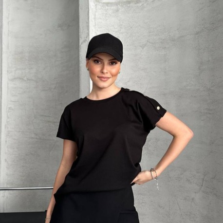 MASSİMO DUTTİ DÜĞMELİ SİYAH T-SHIRT