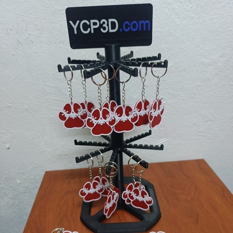 Kırmızı Pati Kar Taneli Anahtarlık