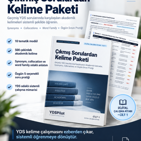 YDSPilot Çıkmış Sorulardan Kelime Paketi – 500 Akademik Kelime | YDS Vocabulary Master Pack