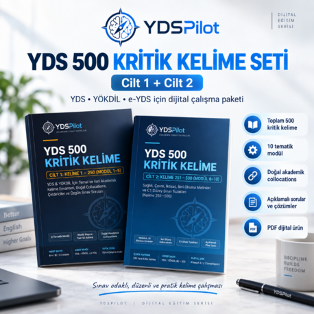 YDSPilot YDS 500 Kritik Kelime Seti | Cilt 1 + Cilt 2 | YDS – YÖKDİL – e-YDS