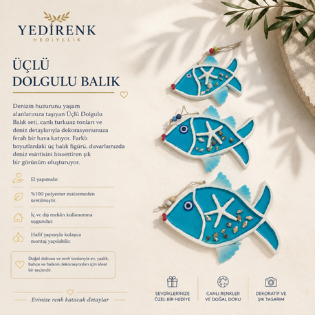 3’lü Dolgulu Balık Duvar Süsü