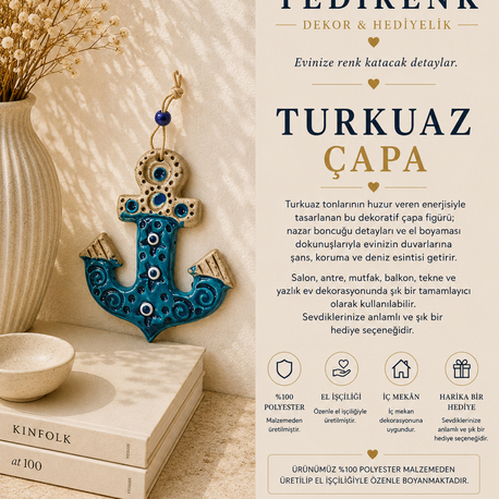 Yedirenk | Turkuaz Çapa Duvar Süsü