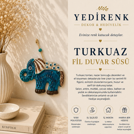 Yedirenk | Turkuaz Fil Duvar Süsü