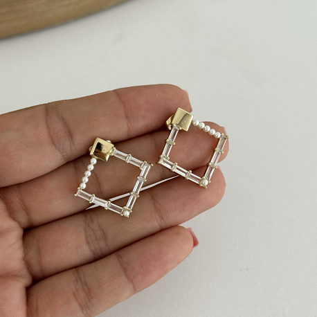 14k Xuping seri inci detay baklava desen küpe 