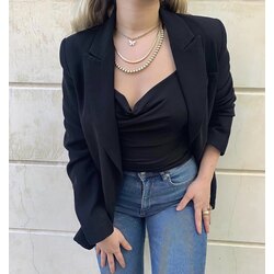 Siyah Degaje Bluz