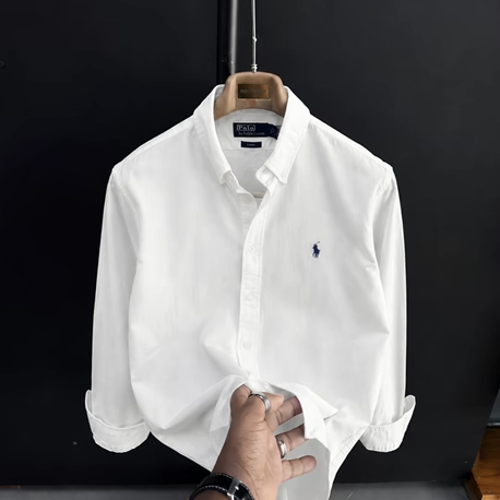 POLO - BEYAZ - %100 HAM KETEN GÖMLEK 